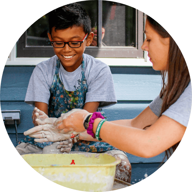 moving flexibly - kids doing pottery