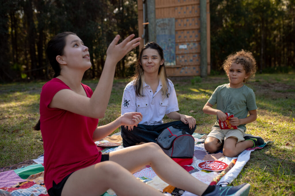 Relaxing on a picnic blanket