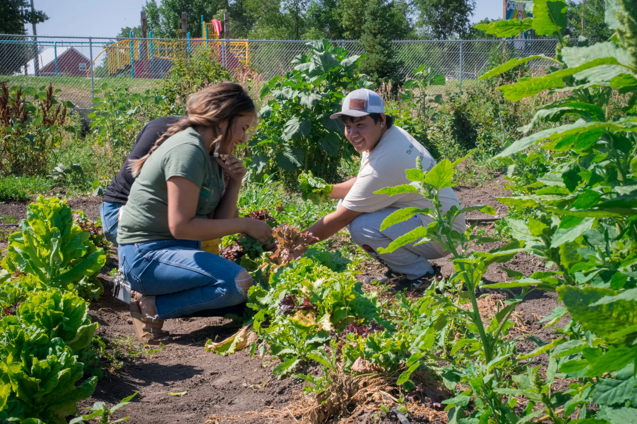 Two youth at the Cheyenne River Youth Project garden