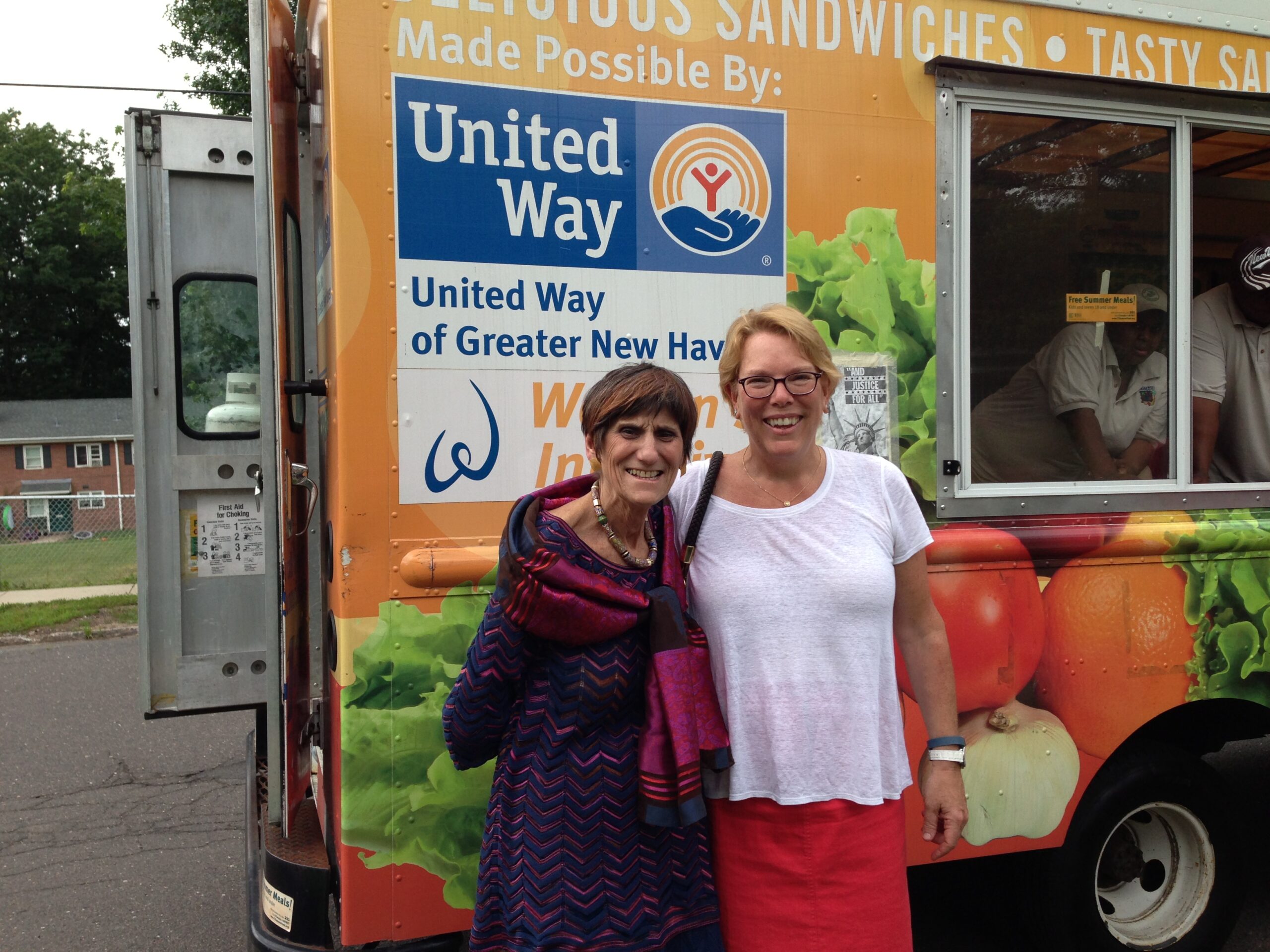 Lucy and Congresswoman Rosa DeLauro outside first Summer Meals Truck in CT