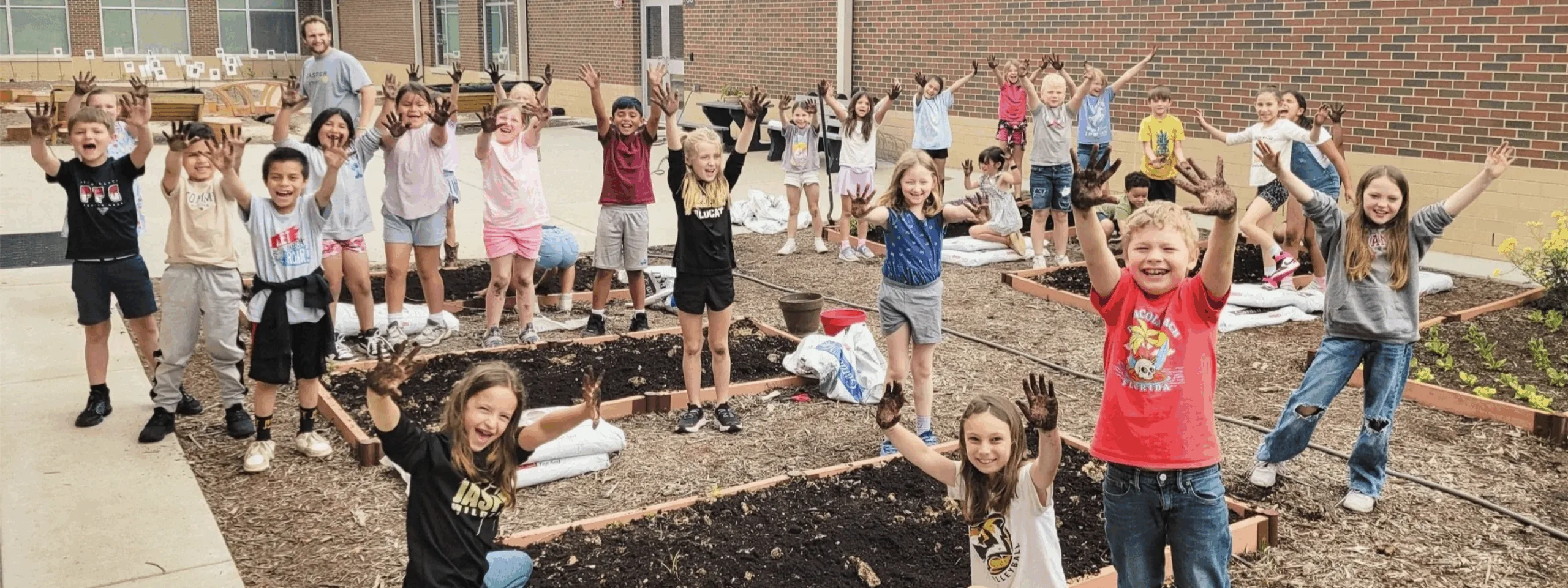 Children at a school garden