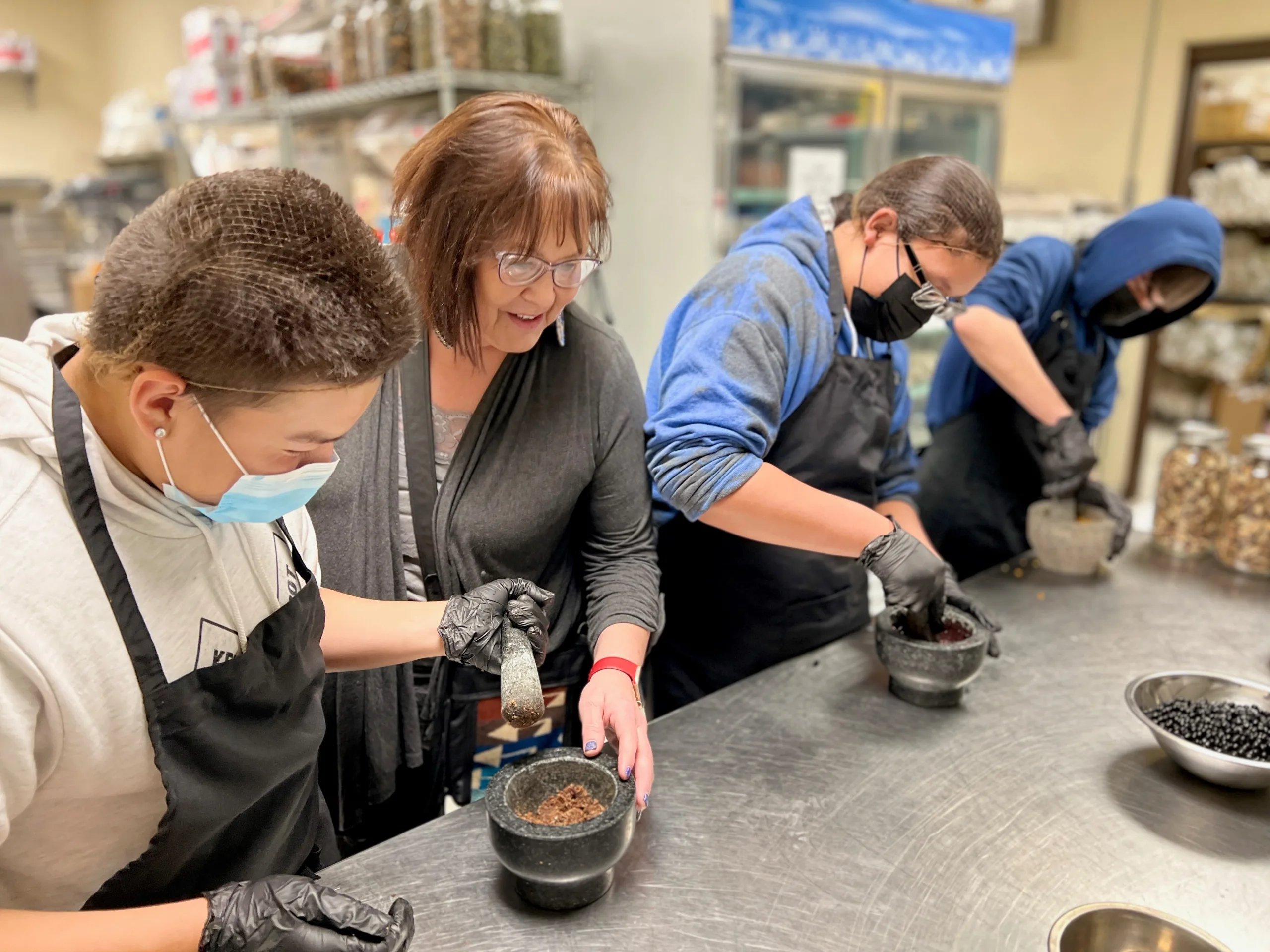 Julie Garreau with youth participants of Cheyenne River Youth Project