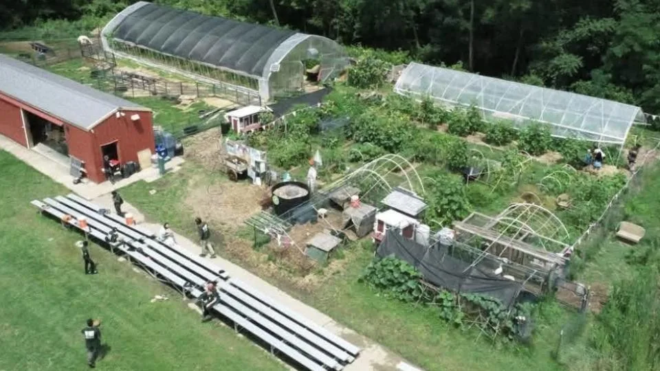 Overhead view of the Green Umbrella farm.